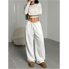 image:imageRoseSeek Womens Drawstring Waist Straight Streetwear Long Wide Leg Pants Casual Loose Baggy Workout Long Fall SweatpantsMix White