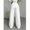 image:imageRoseSeek Womens Drawstring Waist Straight Streetwear Long Wide Leg Pants Casual Loose Baggy Workout Long Fall SweatpantsMix White