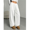 image:imageRoseSeek Womens Drawstring Waist Straight Streetwear Long Wide Leg Pants Casual Loose Baggy Workout Long Fall SweatpantsMix White
