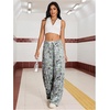 image:imageRoseSeek Womens Drawstring Waist Straight Streetwear Long Wide Leg Pants Casual Loose Baggy Workout Long Fall SweatpantsMulticolor Grey