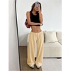 image:imageRoseSeek Womens Drawstring Waist Straight Streetwear Long Wide Leg Pants Casual Loose Baggy Workout Long Fall SweatpantsPlain Apricot