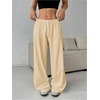 image:imageRoseSeek Womens Drawstring Waist Straight Streetwear Long Wide Leg Pants Casual Loose Baggy Workout Long Fall SweatpantsPlain Apricot