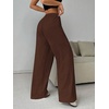 image:imageRoseSeek Womens Drawstring Waist Straight Streetwear Long Wide Leg Pants Casual Loose Baggy Workout Long Fall SweatpantsPure Brown