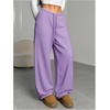 image:imageRoseSeek Womens Drawstring Waist Straight Streetwear Long Wide Leg Pants Casual Loose Baggy Workout Long Fall SweatpantsPure Purple