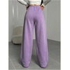 image:imageRoseSeek Womens Drawstring Waist Straight Streetwear Long Wide Leg Pants Casual Loose Baggy Workout Long Fall SweatpantsPure Purple