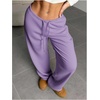 image:imageRoseSeek Womens Drawstring Waist Straight Streetwear Long Wide Leg Pants Casual Loose Baggy Workout Long Fall SweatpantsPure Purple