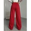 image:imageRoseSeek Womens Drawstring Waist Straight Streetwear Long Wide Leg Pants Casual Loose Baggy Workout Long Fall SweatpantsRed