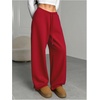 image:imageRoseSeek Womens Drawstring Waist Straight Streetwear Long Wide Leg Pants Casual Loose Baggy Workout Long Fall SweatpantsRed