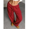 image:imageRoseSeek Womens Drawstring Waist Straight Streetwear Long Wide Leg Pants Casual Loose Baggy Workout Long Fall SweatpantsRed