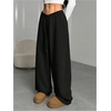 image:imageRoseSeek Womens Drawstring Waist Straight Streetwear Long Wide Leg Pants Casual Loose Baggy Workout Long Fall SweatpantsSoft Black