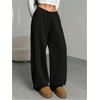 image:imageRoseSeek Womens Drawstring Waist Straight Streetwear Long Wide Leg Pants Casual Loose Baggy Workout Long Fall SweatpantsSoft Black