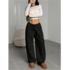 image:imageRoseSeek Womens Drawstring Waist Straight Streetwear Long Wide Leg Pants Casual Loose Baggy Workout Long Fall SweatpantsSoft Black