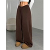 image:imageRoseSeek Womens Drawstring Waist Straight Streetwear Long Wide Leg Pants Casual Loose Baggy Workout Long Fall SweatpantsSoft Brown
