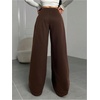 image:imageRoseSeek Womens Drawstring Waist Straight Streetwear Long Wide Leg Pants Casual Loose Baggy Workout Long Fall SweatpantsSoft Brown