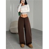 image:imageRoseSeek Womens Drawstring Waist Straight Streetwear Long Wide Leg Pants Casual Loose Baggy Workout Long Fall SweatpantsSoft Brown