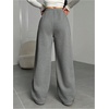 image:imageRoseSeek Womens Drawstring Waist Straight Streetwear Long Wide Leg Pants Casual Loose Baggy Workout Long Fall SweatpantsSoft Grey