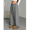 image:imageRoseSeek Womens Drawstring Waist Straight Streetwear Long Wide Leg Pants Casual Loose Baggy Workout Long Fall SweatpantsSoft Grey