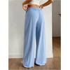 image:imageRoseSeek Womens Drawstring Waist Straight Streetwear Long Wide Leg Pants Casual Loose Baggy Workout Long Fall SweatpantsSolid Blue