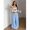image:imageRoseSeek Womens Drawstring Waist Straight Streetwear Long Wide Leg Pants Casual Loose Baggy Workout Long Fall SweatpantsSolid Blue