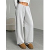 image:imageRoseSeek Womens Drawstring Waist Straight Streetwear Long Wide Leg Pants Casual Loose Baggy Workout Long Fall SweatpantsSweatpant Pure Light Grey