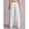 image:imageRoseSeek Womens Drawstring Waist Straight Streetwear Long Wide Leg Pants Casual Loose Baggy Workout Long Fall SweatpantsSweatpant White and Pink