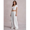 image:imageRoseSeek Womens Drawstring Waist Straight Streetwear Long Wide Leg Pants Casual Loose Baggy Workout Long Fall SweatpantsSweatpant White and Pink