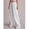 image:imageRoseSeek Womens Drawstring Waist Straight Streetwear Long Wide Leg Pants Casual Loose Baggy Workout Long Fall SweatpantsSweatpant White and Pink