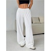 image:imageRoseSeek Womens Drawstring Waist Straight Streetwear Long Wide Leg Pants Casual Loose Baggy Workout Long Fall SweatpantsWhite