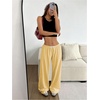 image:imageRoseSeek Womens Drawstring Waist Straight Streetwear Long Wide Leg Pants Casual Loose Baggy Workout Long Fall SweatpantsYellow