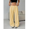image:imageRoseSeek Womens Drawstring Waist Straight Streetwear Long Wide Leg Pants Casual Loose Baggy Workout Long Fall SweatpantsYellow
