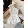 image:imageRoseSeek Womens Dressy One Shoulder Tops Slim Fit Peplum Tops with Slit Elegant Tank TopsBow White