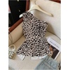 image:imageRoseSeek Womens Dressy One Shoulder Tops Slim Fit Peplum Tops with Slit Elegant Tank TopsBrown Cheetah