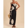 image:imageRoseSeek Womens Elegant Floral Maxi Dress Tassel Spaghetti Strap Slim Fit Dresses Summer OutfitsBlack and White