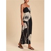 image:imageRoseSeek Womens Elegant Floral Maxi Dress Tassel Spaghetti Strap Slim Fit Dresses Summer OutfitsBlack and White