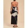 image:imageRoseSeek Womens Elegant Floral Maxi Dress Tassel Spaghetti Strap Slim Fit Dresses Summer OutfitsBlack and White