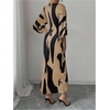 image:imageRoseSeek Womens Elegant Graphic Twist Front Dress 34 Ruffle Sleeve Silky Maxi Dress Bodycon Cocktail Dresses with SlitKhaki