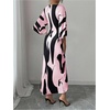 image:imageRoseSeek Womens Elegant Graphic Twist Front Dress 34 Ruffle Sleeve Silky Maxi Dress Bodycon Cocktail Dresses with SlitPink