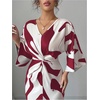 image:imageRoseSeek Womens Elegant Graphic Twist Front Dress 34 Ruffle Sleeve Silky Maxi Dress Bodycon Cocktail Dresses with SlitRed Violet