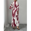image:imageRoseSeek Womens Elegant Graphic Twist Front Dress 34 Ruffle Sleeve Silky Maxi Dress Bodycon Cocktail Dresses with SlitRed Violet
