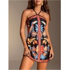 image:imageRoseSeek Womens Floral Boho Dress Criss Cross Tie Backless Mini Dresses Halter A Line SundressBlack Multicolor