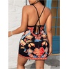 image:imageRoseSeek Womens Floral Boho Dress Criss Cross Tie Backless Mini Dresses Halter A Line SundressBlack Print