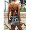 image:imageRoseSeek Womens Floral Boho Dress Criss Cross Tie Backless Mini Dresses Halter A Line SundressBlack and White