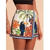 image:imageRoseSeek Womens Floral Graphic Skirt Shorts Drawstring Waist Tropical Boho Wrap SkortsBeige Green