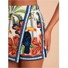 image:imageRoseSeek Womens Floral Graphic Skirt Shorts Drawstring Waist Tropical Boho Wrap SkortsBeige Green