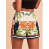 image:imageRoseSeek Womens Floral Graphic Skirt Shorts Drawstring Waist Tropical Boho Wrap SkortsBeige Green