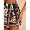 image:imageRoseSeek Womens Floral Graphic Skirt Shorts Drawstring Waist Tropical Boho Wrap SkortsBlack