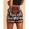 image:imageRoseSeek Womens Floral Graphic Skirt Shorts Drawstring Waist Tropical Boho Wrap SkortsBlack