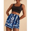 image:imageRoseSeek Womens Floral Graphic Skirt Shorts Drawstring Waist Tropical Boho Wrap SkortsBlue