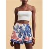 image:imageRoseSeek Womens Floral Graphic Skirt Shorts Drawstring Waist Tropical Boho Wrap SkortsBlue and Red