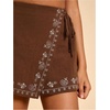 image:imageRoseSeek Womens Floral Graphic Skirt Shorts Drawstring Waist Tropical Boho Wrap SkortsBrown